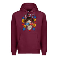 Burgundy American mom skull Premium Hoodie - Neo Western