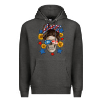 Charcoal Heather American mom skull Premium Hoodie - Neo Western