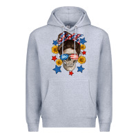 Heather Grey American mom skull Premium Hoodie - Neo Western