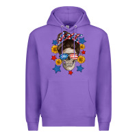 Purple American mom skull Premium Hoodie - Neo Western