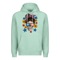 Seafoam American mom skull Premium Hoodie - Neo Western