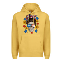 Antique Gold American mom skull Premium Hoodie - Neo Western