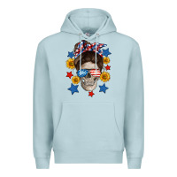 Blue Mist American mom skull Premium Hoodie - Neo Western