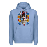 Colony Blue American mom skull Premium Hoodie - Neo Western
