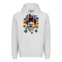 Dove Grey American mom skull Premium Hoodie - Neo Western