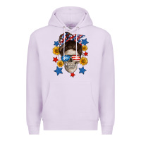 Lilac American mom skull Premium Hoodie - Neo Western