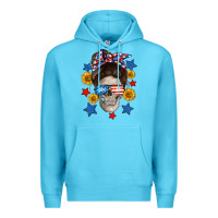 Ocean Blue American mom skull Premium Hoodie - Neo Western