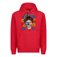 Red American mom skull Premium Hoodie - Neo Western
