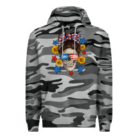 Slate Camo American mom skull Premium Hoodie - Neo Western