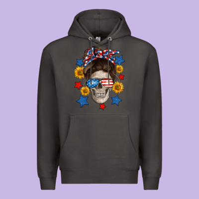 American Mom Skull Premium Hoodie Designed By Neo Western