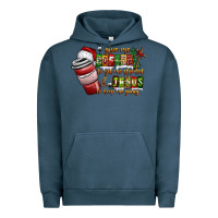 Pigment Midnight Navy Coffee  Jesus Urban Hoodie - CowhideDigitalArt