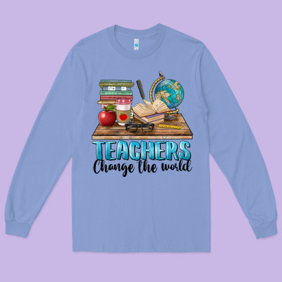 Teachers Change The World Long Sleeve Tee Designed By Barkaloodesign