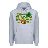 Heather Grey feeling lucky Premium Hoodie - FaDigitalArtStudio