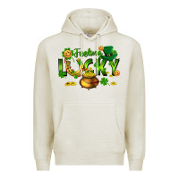 Oatmeal Heather feeling lucky Premium Hoodie - FaDigitalArtStudio