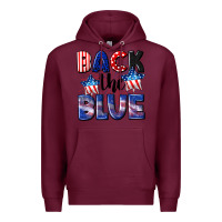 Burgundy Back the blue 4th of july Premium Hoodie - CowGirlArtShop