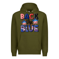 Army Green Back the blue 4th of july Premium Hoodie - CowGirlArtShop