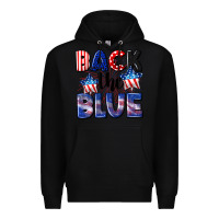 Black Back the blue 4th of july Premium Hoodie - CowGirlArtShop