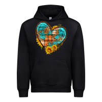 Black fall pattern heart with sunflower Urban Hoodie - HRA Design Shop