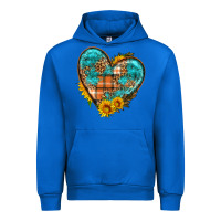 Cobalt fall pattern heart with sunflower Urban Hoodie - HRA Design Shop