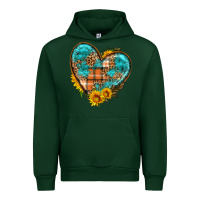 Foreset Green fall pattern heart with sunflower Urban Hoodie - HRA Design Shop