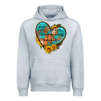 Heather Grey fall pattern heart with sunflower Urban Hoodie - HRA Design Shop