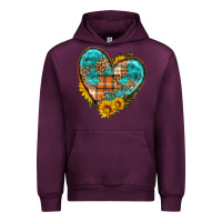 Mauve Wine fall pattern heart with sunflower Urban Hoodie - HRA Design Shop