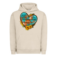 Pigment French Oak fall pattern heart with sunflower Urban Hoodie - HRA Design Shop