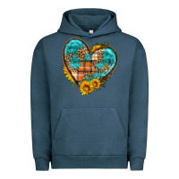 Pigment Midnight Navy fall pattern heart with sunflower Urban Hoodie - HRA Design Shop