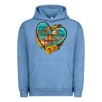 Pigment Pebble Blue fall pattern heart with sunflower Urban Hoodie - HRA Design Shop