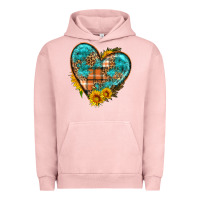 Pigment Salmon fall pattern heart with sunflower Urban Hoodie - HRA Design Shop