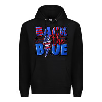 Black Back the blue with lightning bolt 4th of july Premium Hoodie - CowGirlArtShop