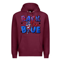 Burgundy Back the blue with lightning bolt 4th of july Premium Hoodie - CowGirlArtShop