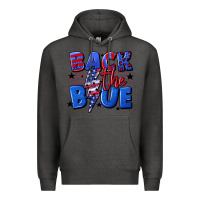Charcoal Heather Back the blue with lightning bolt 4th of july Premium Hoodie - CowGirlArtShop