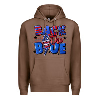 Chestnut Back the blue with lightning bolt 4th of july Premium Hoodie - CowGirlArtShop