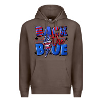 Coffee Back the blue with lightning bolt 4th of july Premium Hoodie - CowGirlArtShop