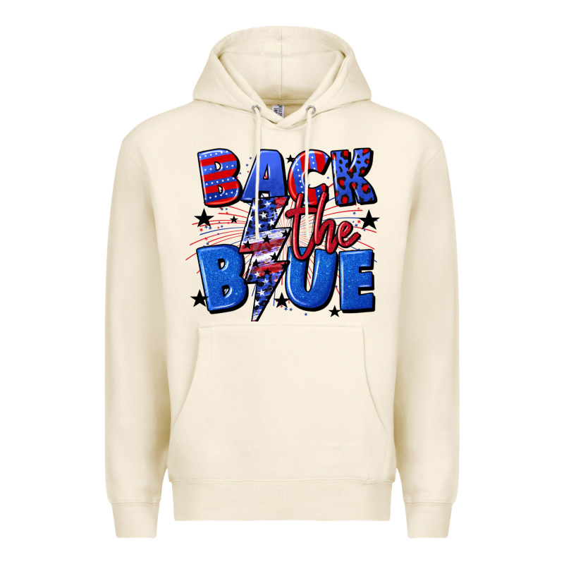 Back The Blue With Lightning Bolt 4th Of July Premium Hoodie by CowGirlArtShop | Teevron