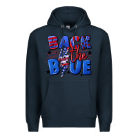 Navy Back the blue with lightning bolt 4th of july Premium Hoodie - CowGirlArtShop