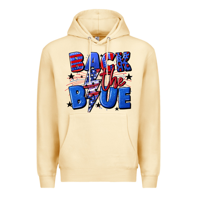 Back The Blue With Lightning Bolt 4th Of July Premium Hoodie by CowGirlArtShop | Teevron