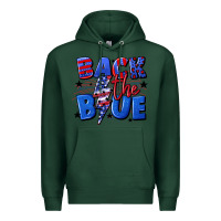 Sports Green Back the blue with lightning bolt 4th of july Premium Hoodie - CowGirlArtShop