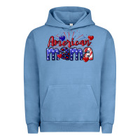 Pigment Pebble Blue American Mama 4th of july Urban Hoodie - CowGirlArtShop