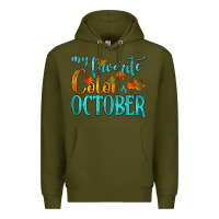 Army Green my favorite color is october Premium Hoodie - HRA Design Shop