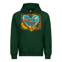 Foreset Green fall pattern heart with leopard background Urban Hoodie - HRA Design Shop