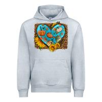 Heather Grey fall pattern heart with leopard background Urban Hoodie - HRA Design Shop