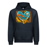 Navy fall pattern heart with leopard background Urban Hoodie - HRA Design Shop