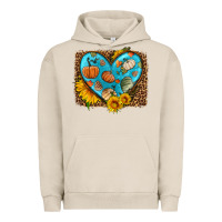 Pigment French Oak fall pattern heart with leopard background Urban Hoodie - HRA Design Shop