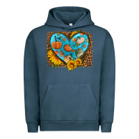 Pigment Midnight Navy fall pattern heart with leopard background Urban Hoodie - HRA Design Shop