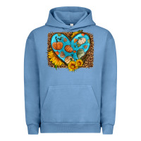 Pigment Pebble Blue fall pattern heart with leopard background Urban Hoodie - HRA Design Shop