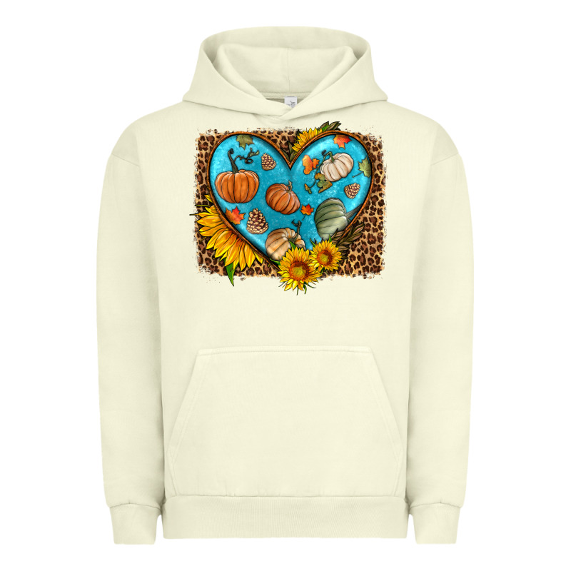 Fall Pattern Heart With Leopard Background Urban Hoodie by HRA Design Shop | Teevron