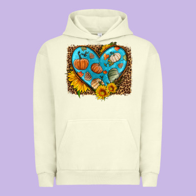 Fall Pattern Heart With Leopard Background Urban Hoodie Designed By Hra Design Shop