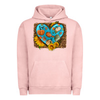Pigment Salmon fall pattern heart with leopard background Urban Hoodie - HRA Design Shop